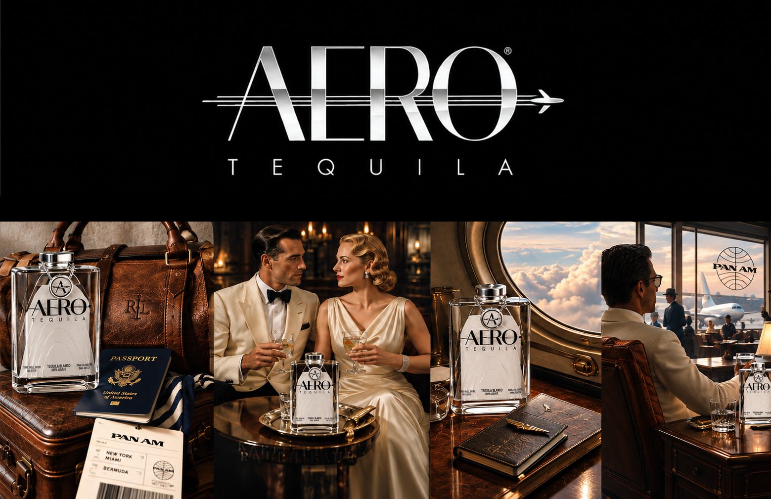 AERO Tequila logo and campaign photography