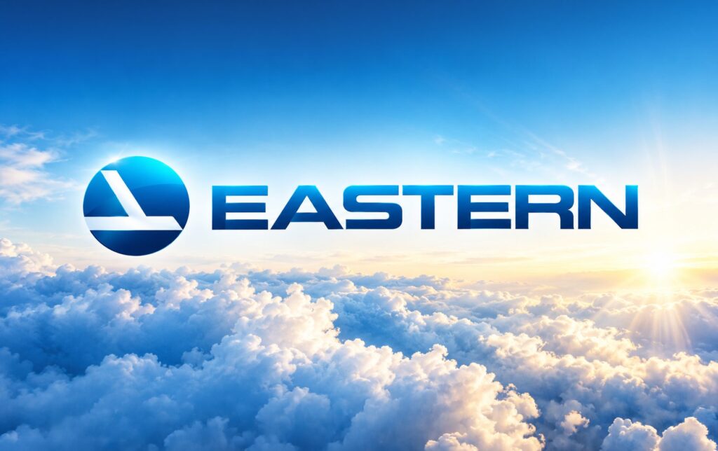 Eastern logo over clouds