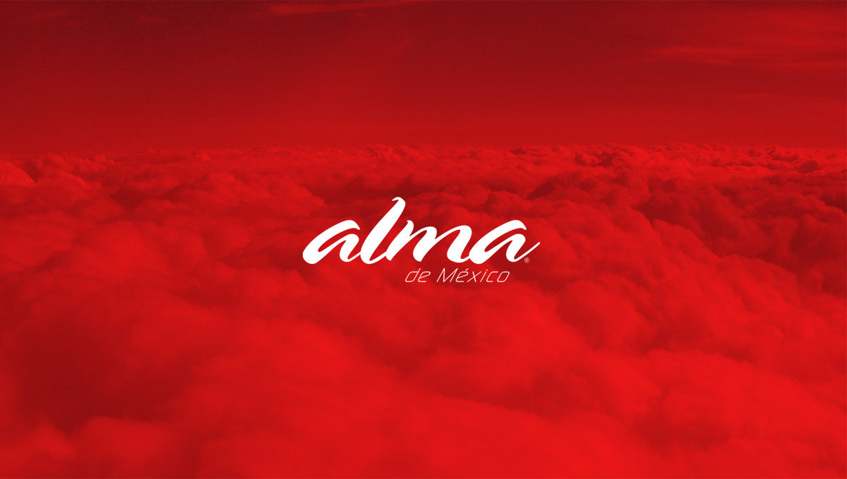 ALMA de México logo over red clouds