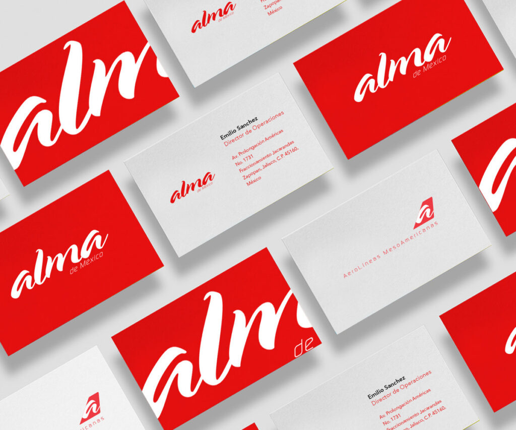 ALMA business cards — view the ALMA Airlines case study