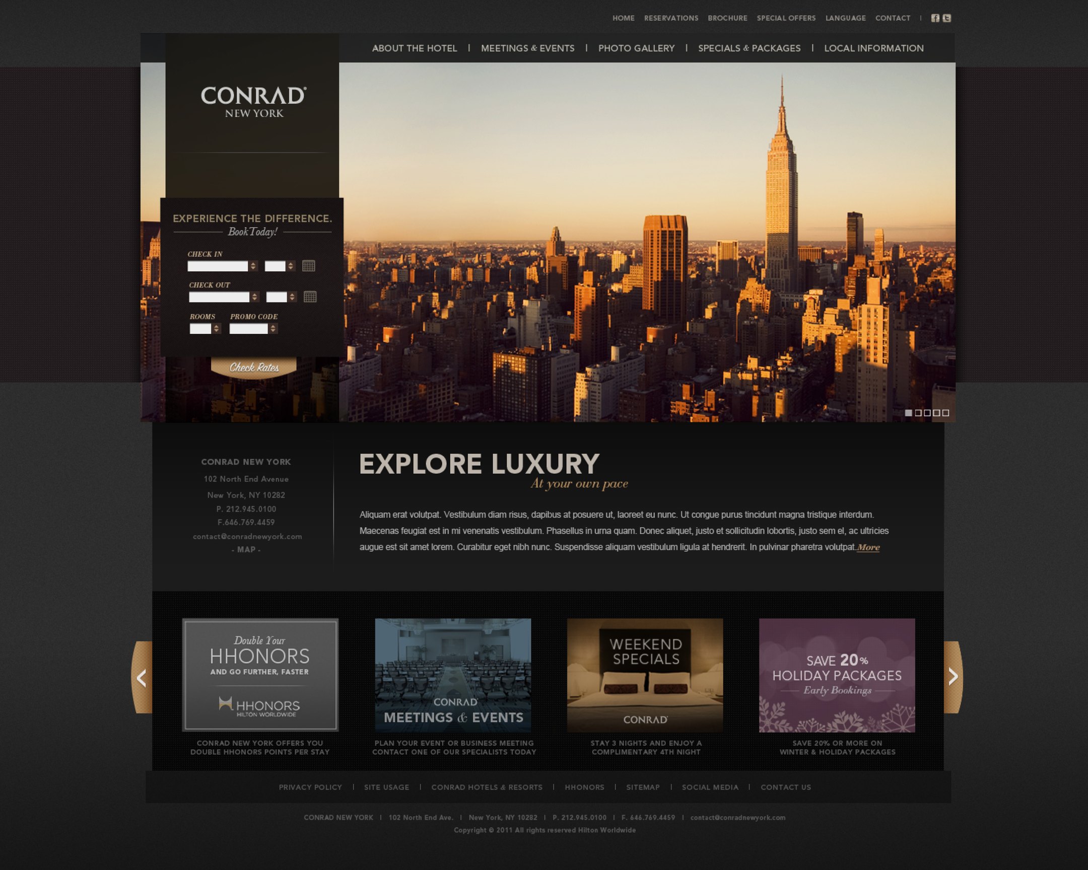 Conrad New York website home page concept
