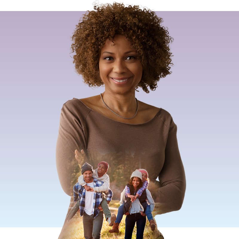 Mentor Own The Day ad: woman with a family outing inside her silhouette